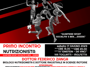 1^ Incontro Nutrizionista – Progetto “QUARTIERE SPORT SOCIALITÀ E BEN… ESSERE”
